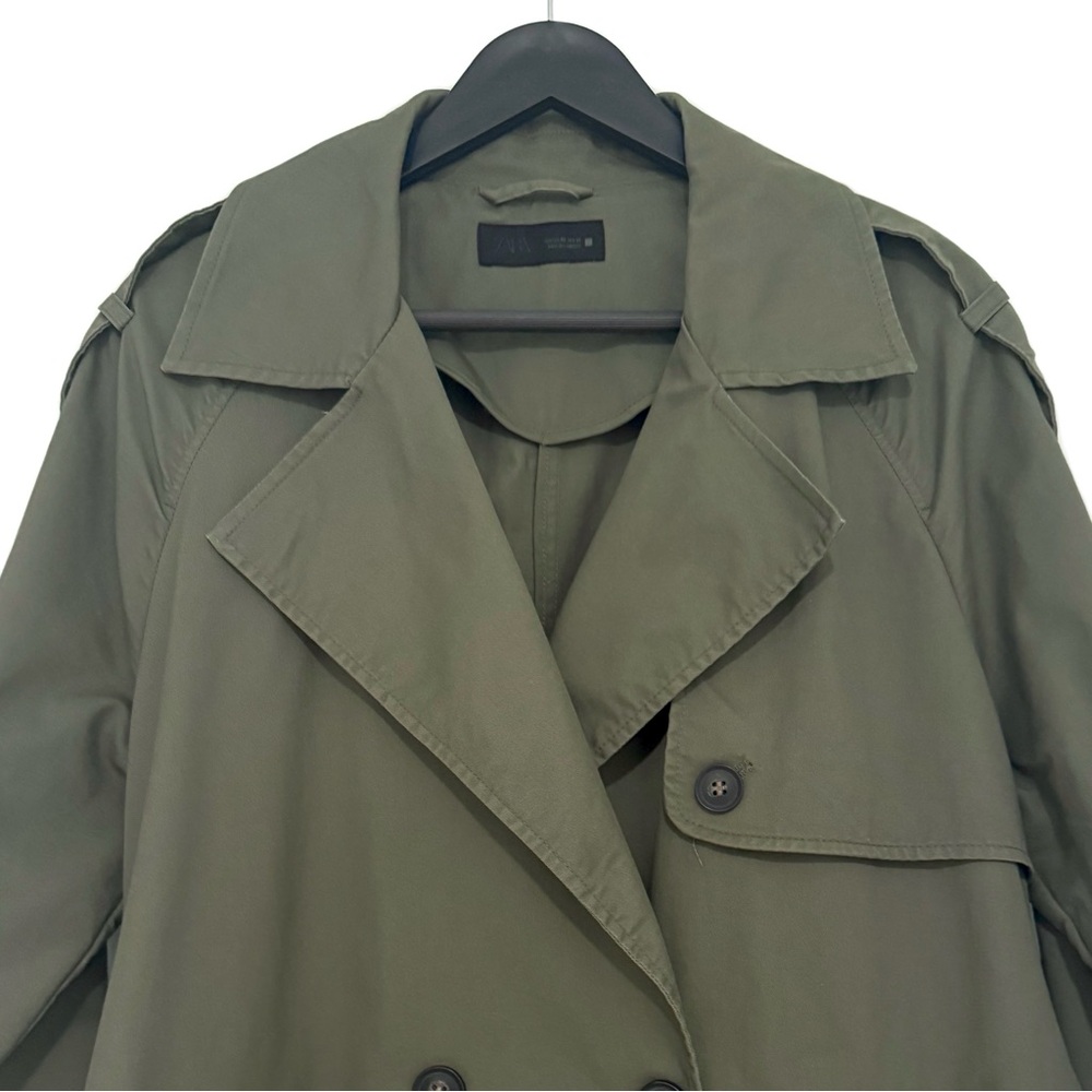 ZARA Olive Green Belted Trench Coat - Picture 8 of 8